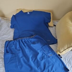 C Saucy Royal Blue Scrub Skirt Set, Size Large